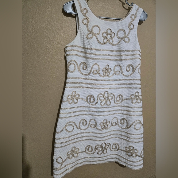 Lilly Pulitzer Strapless White Dress with Gold Accents - Picture 2 of 9